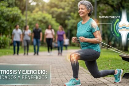 Persona realizando ejercicios de fortalecimiento para artrosis, entrenamiento funcional para salud articular.