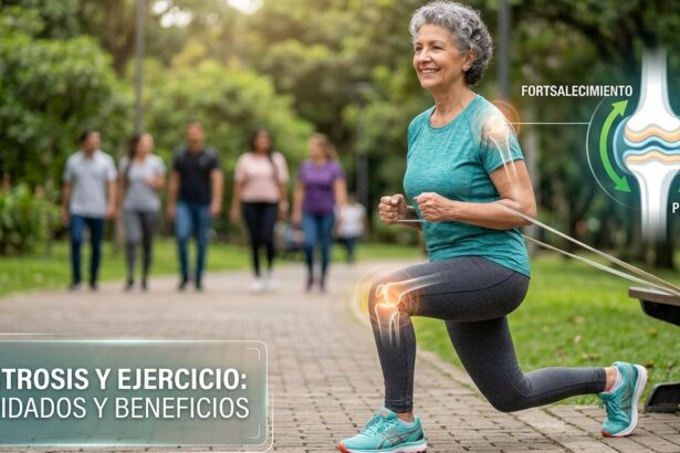 Persona realizando ejercicios de fortalecimiento para artrosis, entrenamiento funcional para salud articular.